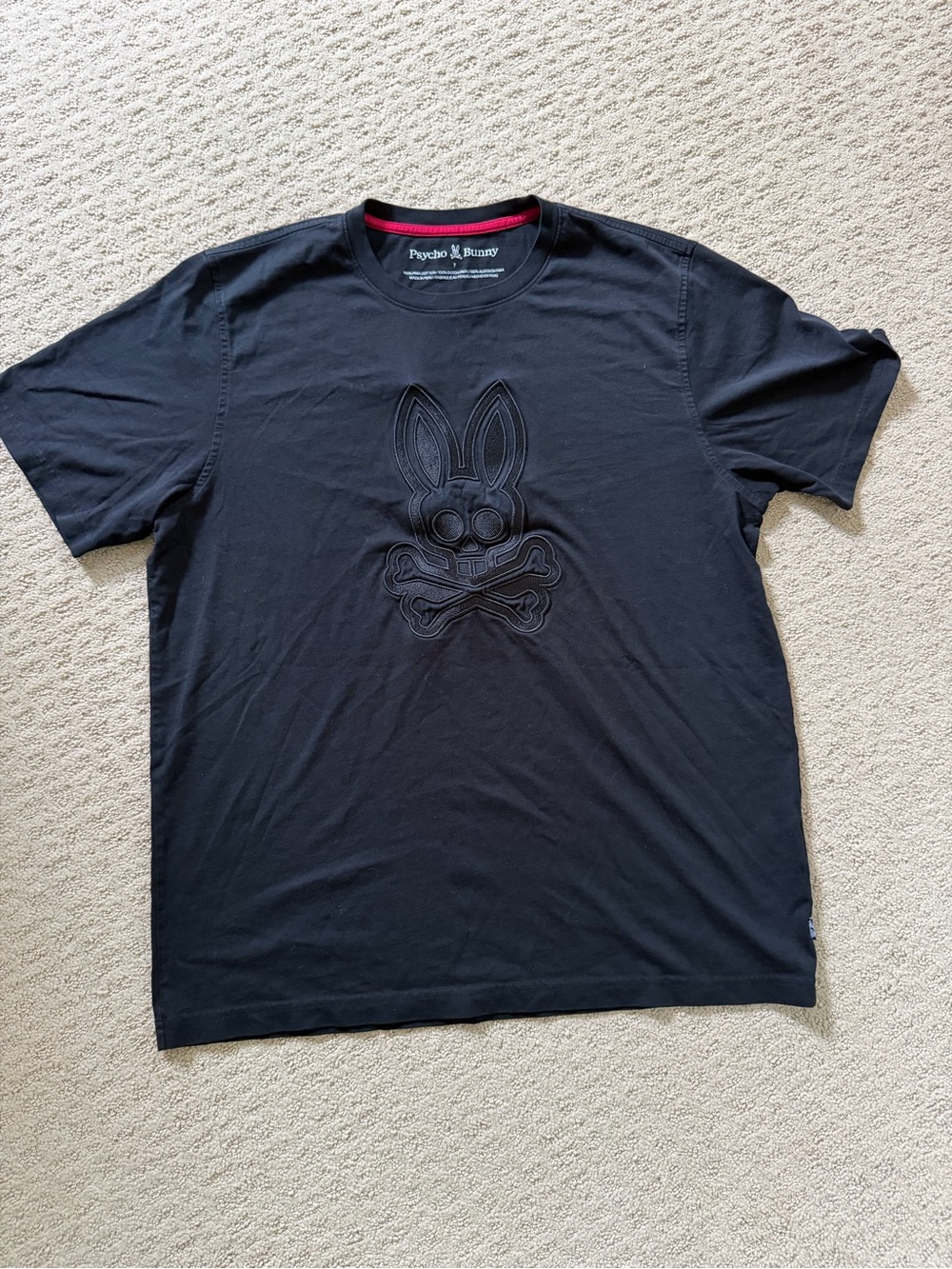 Psycho Bunny Black Short Sleeve Crew with Embossed Bunny Skull